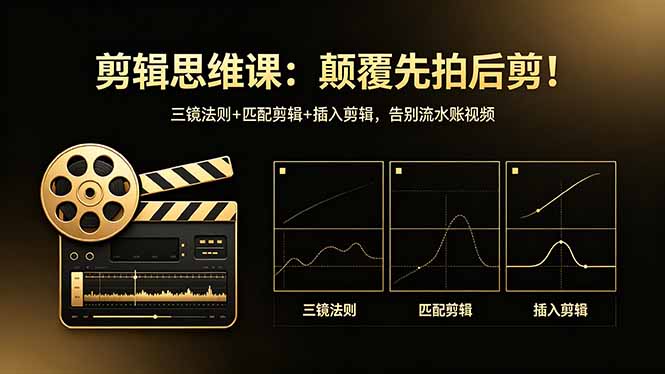 剪辑思维课：颠覆先拍后剪！三镜法则+匹配剪辑+插入剪辑，告别流水账视频-优创圈