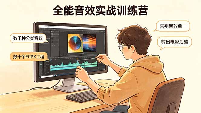 全能音效实战训练营：数千种分类音效+数十个FCPX工程，告别音效单一，剪出电影质感-优创圈