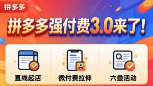拼多多强付费3.0来了（更新4月）直线起店+微付费拉伸+六叠活动，稳定起店破解流量瓶颈-优创圈