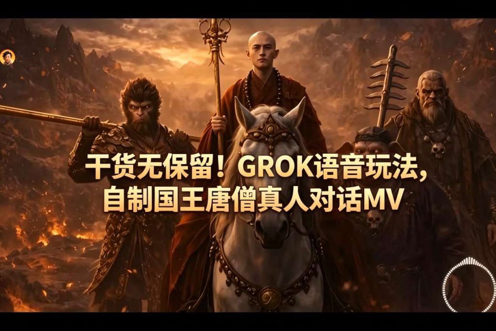 干货无保留！GROK语音玩法，自制国王唐僧真人对话MV-优创圈