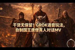 干货无保留！GROK语音玩法，自制国王唐僧真人对话MV-优创圈