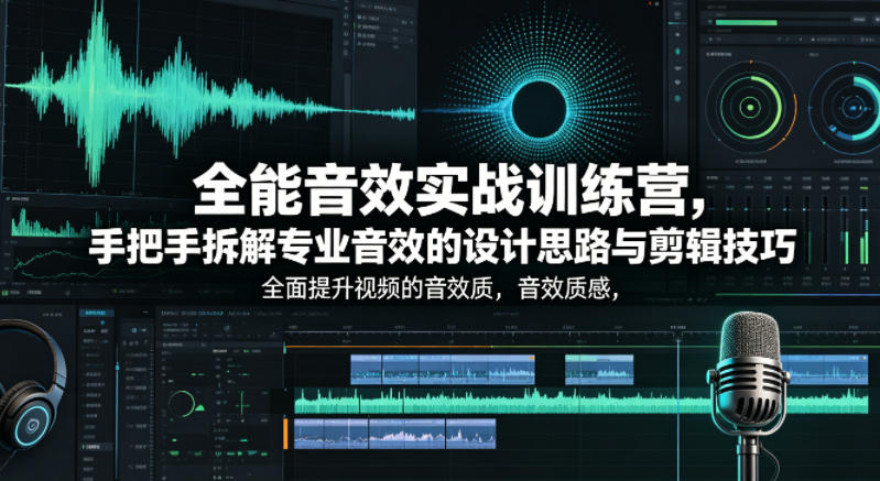 全能音效实战训练营，手把手拆解专业音效的设计思路与剪辑技巧，全面提升视频的音效质感-优创圈