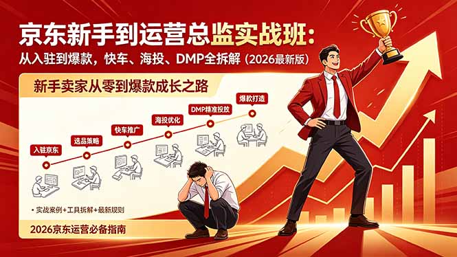 京东新手到运营总监实战班：从入驻到爆款，快车、海投、DMP全拆解，2026最新版-优创圈