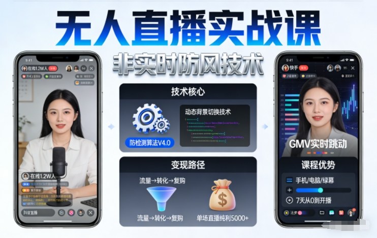 宝子哥无人直播实战课，非实时防风技术，聚焦抖音快手等平台直播带货，轻松开启直播变现之路（更新2026年5月02日）-优创圈