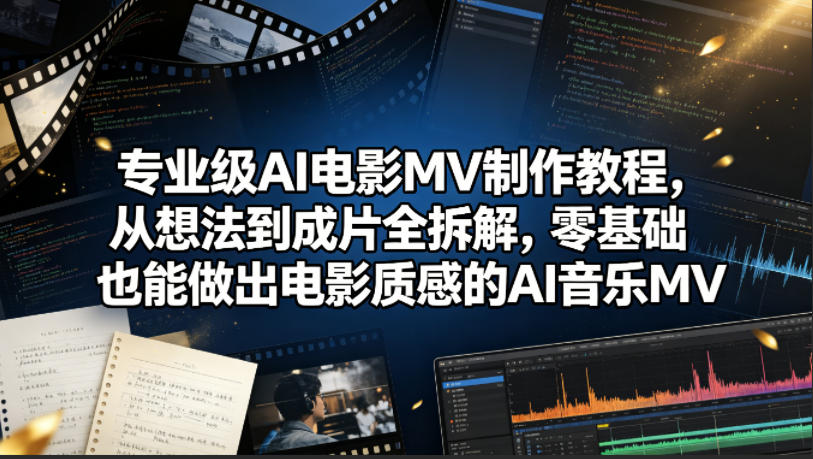专业级AI电影MV制作教程，从想法到成片全拆解，零基础也能做出电影质感的AI音乐MV-优创圈