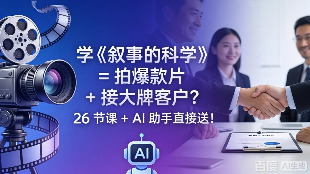 学《叙事的科学》= 拍爆款片 + 接大牌客户？26 节课 + AI 助手直接送！-优创圈