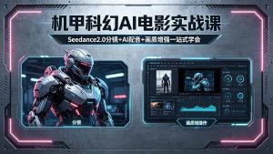 机甲科幻 AI 电影实战课，Seedance2.0 分镜 + AI 配音 + 画质增强一站式学会-优创圈