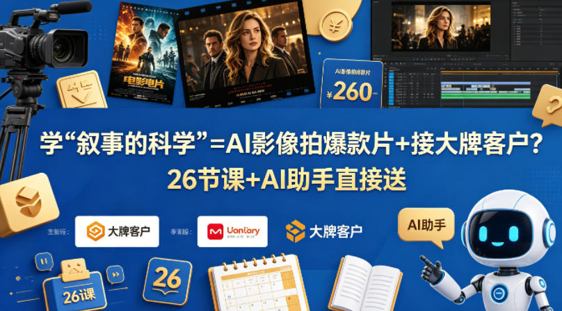 学《叙事的科学》=AI影像拍爆款片+接大牌客户？26节课+AI助手直接送【原创双语字幕】-优创圈