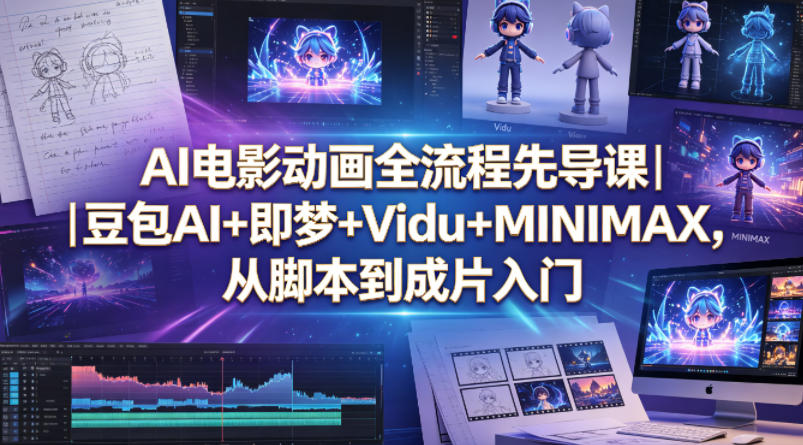 AI电影动画全流程先导课｜豆包AI+即梦+Vidu+MINIMAX，从脚本到成片入门-优创圈
