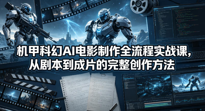 机甲科幻AI电影制作全流程实战课，从剧本到成片的完整创作方法-优创圈