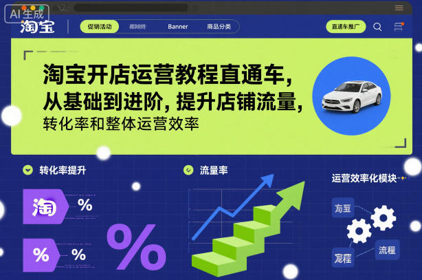 淘宝开店运营教程直通车，从基础到进阶，提升店铺流量，转化率和整体运营效率（更新26年4月20日）-优创圈