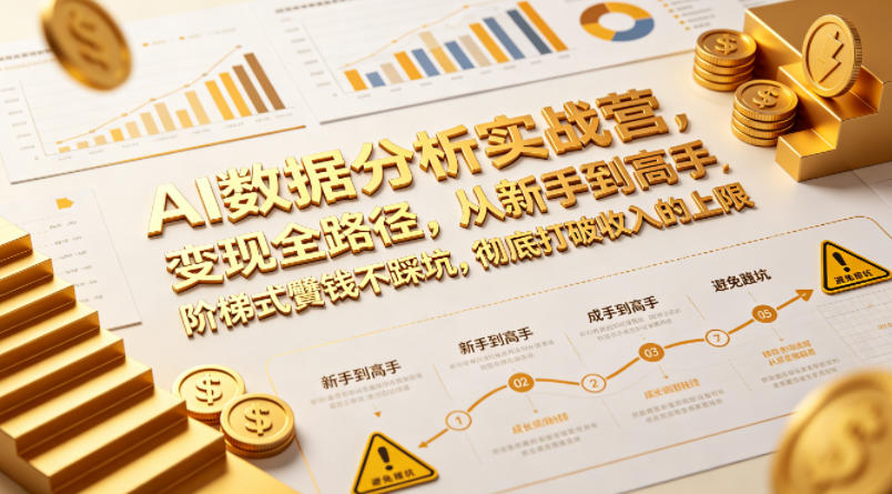 AI数据分析实战营，变现全路径，从新手到高手，阶梯式賺钱不踩坑，彻底打破收入的上限-优创圈