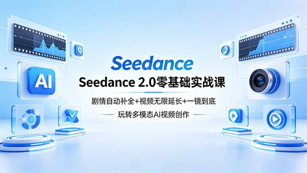 Seedance 2.0零基础实战课：剧情自动补全+视频无限延长+一镜到底：玩转多模态AI视频创作-优创圈