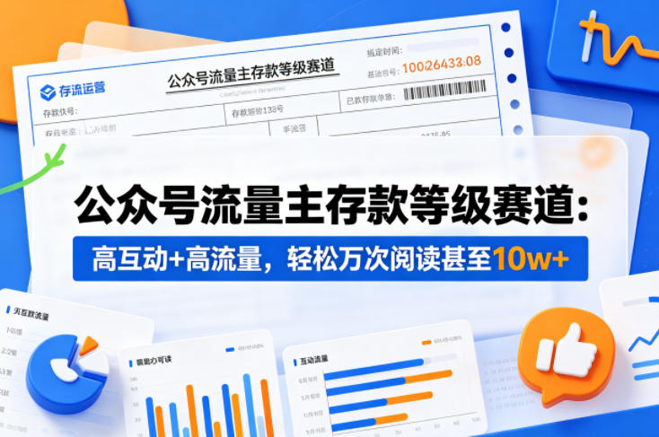 公众号流量主之存款等级赛道，高互动+高流量，轻松达到万次阅读，甚至10w+-优创圈