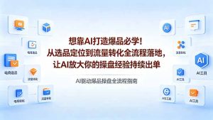 想靠AI打造爆品必学！从选品定位到流量转化全流程落地，让AI放大你的操盘经验持续出单-优创圈