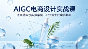 AIGC电商设计实战课，以清爽精华水为实操案例，教你用AI快速生成电商场景-优创圈