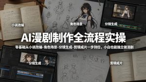 AI漫剧制作全流程实操，零基础从小说改编-角色场景-分镜生成-剪辑成片一步到位，小白也能独立做漫剧-优创圈