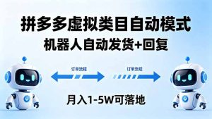 多多虚拟类目自动模式，机器人自动发货 + 回复，月入 1-5W 可落地-优创圈