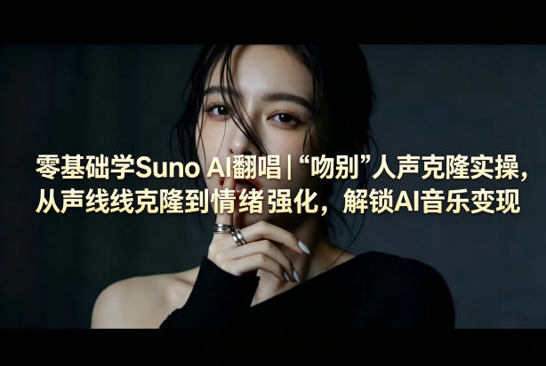 零基础学Suno AI翻唱｜《吻别》人声克隆实操，从声线克隆到情绪强化，解锁AI音乐变现-优创圈
