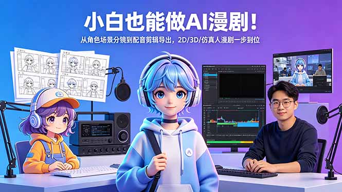 小白也能做AI漫剧！从角色场景分镜到配音剪辑导出，2D/3D/仿真人漫剧一步到位-优创圈