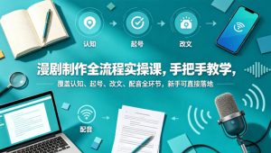 漫剧制作全流程实操课，手把手教学，覆盖认知、起号、改文、配音全环节，新手可直接落地-优创圈