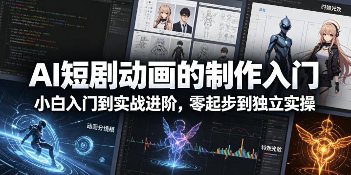 AI短剧动画的制作入门，小白入门到实战进阶，零起步到独立实操-优创圈