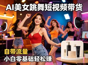 AI美女跳舞短视频带货：自带流量，小白零基础轻松賺，详细拆解-优创圈