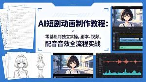 AI短剧动画制作教程：零基础到独立实操，剧本、视频、配音音效全流程实战-优创圈