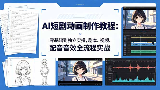AI短剧动画制作教程：零基础到独立实操，剧本、视频、配音音效全流程实战-优创圈