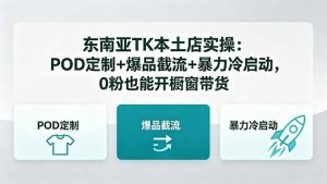 东南亚TK本土店实操：POD定制+爆品截流+暴力冷启动，0粉也能开橱窗带货-优创圈