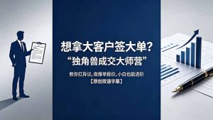 想拿大客户签大单？《独角兽成交大师营》教你扛异议,做爆单报价,小白也能进阶【原创双语字幕】-优创圈