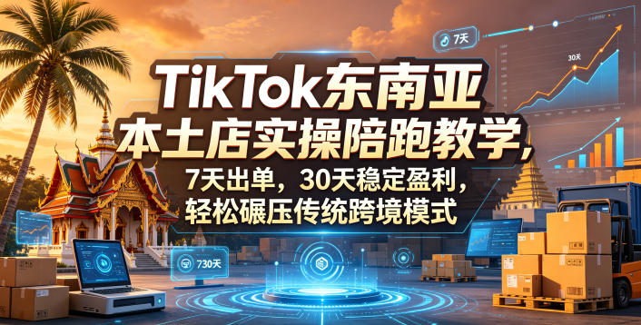 TikTok东南亚本土店实操陪跑教学，7天出单，30天稳定盈利，轻松碾压传统跨境模式-优创圈