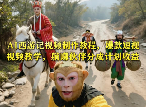AI西游记视频制作教程，爆款短视频教学，躺賺伙伴分成计划收益-优创圈