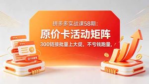 拼多多实战课58期：原价卡活动矩阵，300链接批量上大促，不亏钱跑量-优创圈