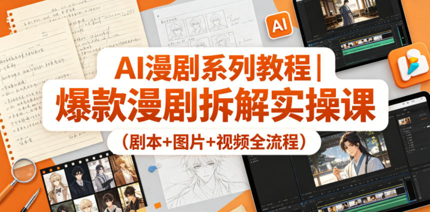 AI漫剧系列教程｜爆款漫剧拆解实操课（剧本+图片+视频全流程）-优创圈