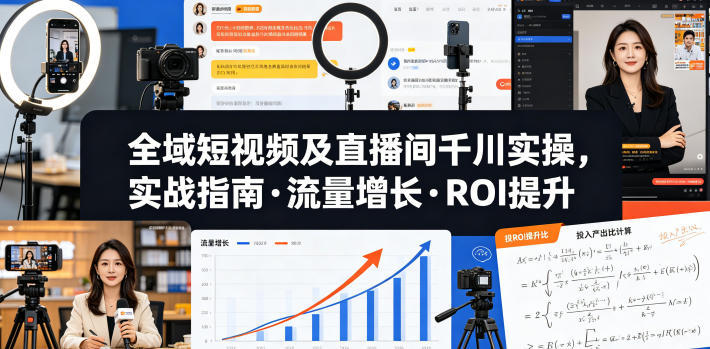 全域短视频及直播间千川实操，实战指南·流量增长·ROI提升-优创圈