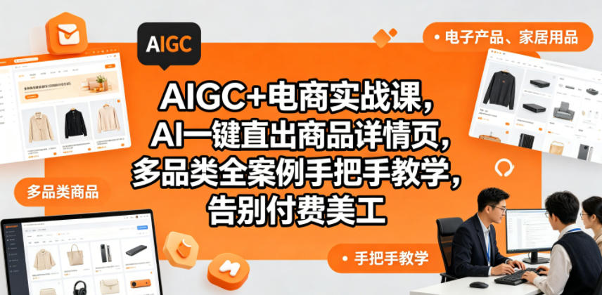 AIGC+电商实战课，AI一键直出商品详情页，多品类全案例手把手教学，告别付费美工-优创圈
