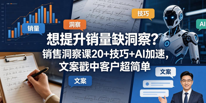 想提升销量缺洞察？销售洞察课20+技巧+AI加速，文案戳中客户超简单【原创双语字幕】-优创圈