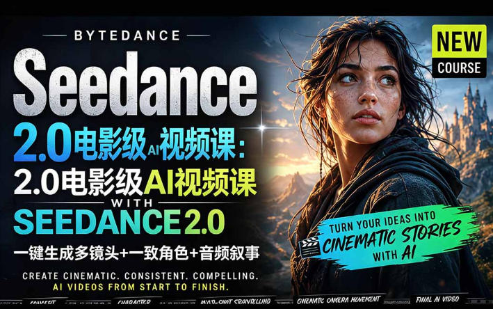 字节跳动的Seedance 2.0 AI电影视频生成制作教程，一键生成多镜头+一致角色+音频叙事-中英字幕-优创圈