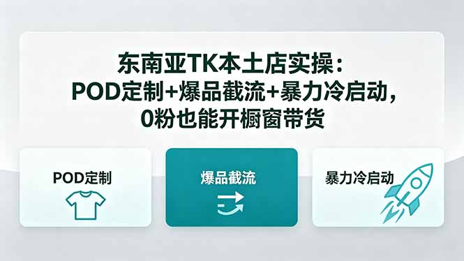 东南亚TK本土店实操：POD定制+爆品截流+暴力冷启动，0粉也能开橱窗带货-优创圈