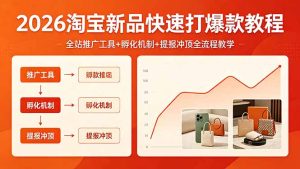 2026淘宝新品快速打爆款教程,全站推广工具+孵化机制+提报冲顶全流程教学-优创圈