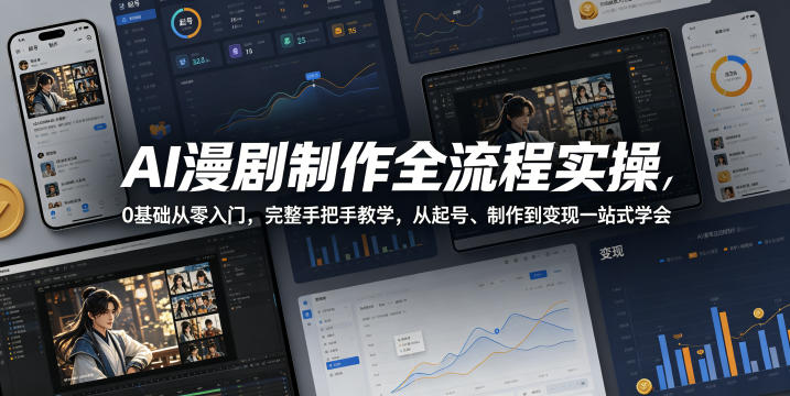 AI漫剧制作全流程实操，0基础从零入门，完整手把手教学，从起号、制作到变现一站式学会-优创圈