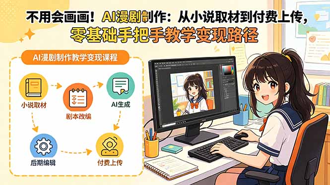 不用会画画！AI漫剧制作：从小说取材到付费上传，零基础手把手教学变现路径-优创圈