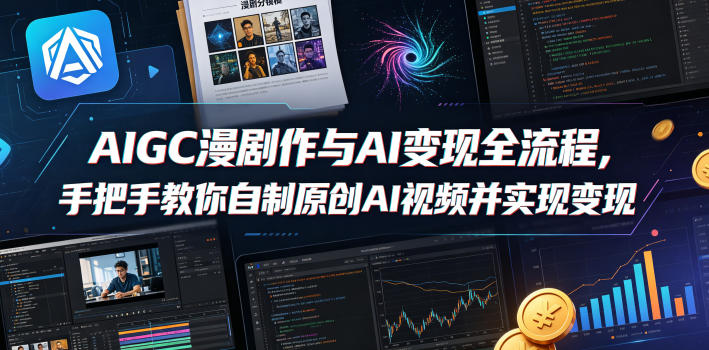 AIGC漫剧创作与AI变现全流程，手把手教你自制原创AI视频并实现变现-优创圈