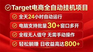 Target电商全自动挂机项目全天自动运行电脑可批量30+窗口运行日收益入800+-优创圈