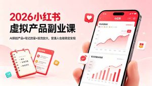 2026小红书虚拟产品副业课,AI原创产品+笔记流量+投流放大,普通人也能稳定变现-优创圈