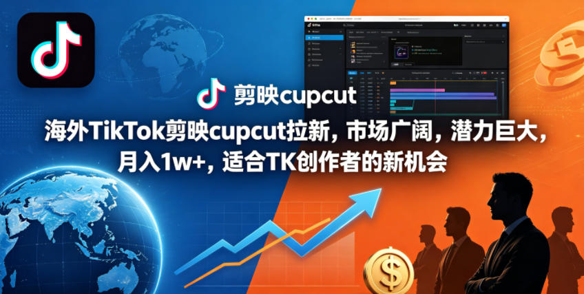 海外TikTok剪映cupcut拉新，市场广阔，潜力巨大，月入1w+，适合TK创作者的新机会-优创圈