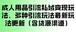 成人用品引流私域变现玩法，多种引流玩法最新玩法，操作简单（含货源渠道）-优创圈