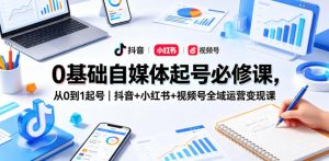 0基础自媒体起号必修课，从0到1起号｜抖音+小红书+视频号全域运营变现课-优创圈