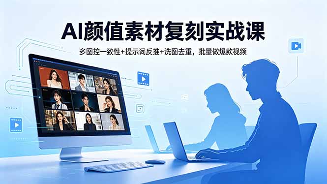 AI颜值素材复刻实战课，多图控一致性+提示词反推+洗图去重，批量做爆款视频-优创圈